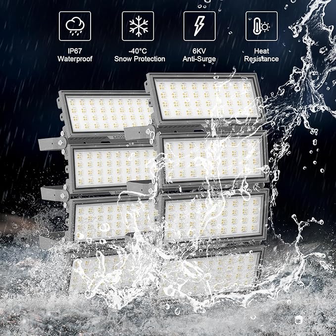LED Flood Light Outdoor, Led Stadium Lights Super Bright Security Lights 800W (400W*2Pack), 104000Lumen, Adjustable Lighting, Surge 6KV, IP67 Waterproof, 6500K Daylight