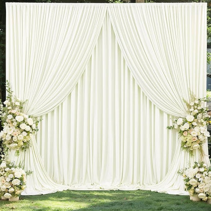 4 Panels Ivory Backdrop Curtains for Wedding Party Wrinkle Free Backdrops Curtain Drapes Fabric Decorations Photo Back Drop Cloth for Baby Shower Photography Stage Reception 20ft(W) x 12ft(H)