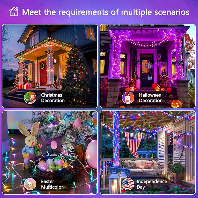 JMEXSUSS 400 LED RGB String Light Outdoor Indoor, Christmas Lights Outdoor Clear Wire Christmas Lights Plug in for Bedroom Tree Room Party Birthday Decorations