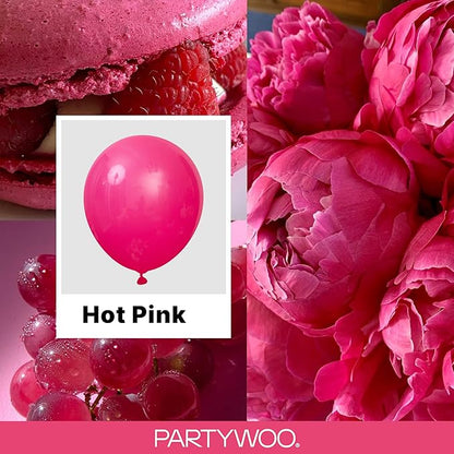 PartyWoo Hot Pink Balloons 145 pcs Different Sizes of 18 12 10 5 Inch Magenta Fuchsia Balloon Arch Kit Garland for Baby Shower Wedding Bridal Shower Anniversary Birthday Party Decorations Pink-Y12
