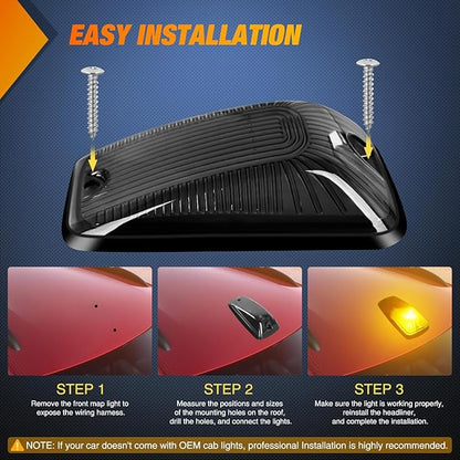 Nilight LED Cab Marker Lights 5 PCS 5 LED Smoke Lens Amber Clearance Roof Running Light Compatible with 1988-2002 GMC Chevrolet C1500 C2500 C3500 K1500 K2500 K3500 Suburban