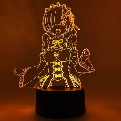 Otaku Lamps Rem - Re:Zero (Starting Life in Another World) – Anime Night Light, 16 Color RGB LED – Gift for Otaku