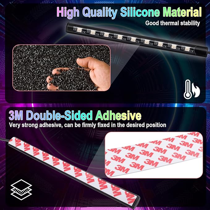 BFXM Car Interior Lights, Car Accessories Interior, 5V LED Strip Lights with USB Adapter, Ambient Lighting, App & Remote Control Music Sync Color Change Lights for Truck Car Decor (36LED Beads)