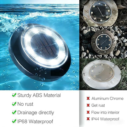 Flacchi Solar Lights Outdoor Waterproof - 2-in-1 Solar Powered Ground Lights Outdoor Solar Disk Light Landscape Light for Deck Step Patio Yard Pathway Walkway Driveway Garden (Cool White, 12 Pack)
