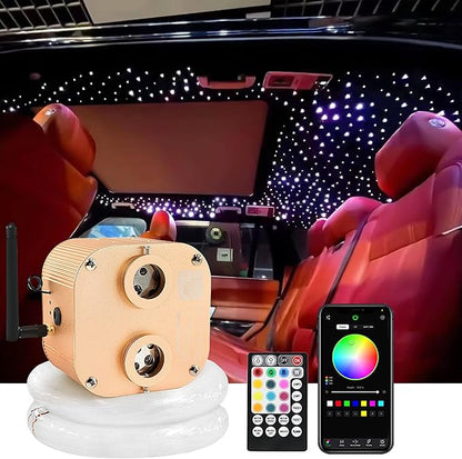 ATOKEE 20W Twinkle Starlight Headliner Kit 600pcs, 0.03in 9.8ft Fiber Strands Dual-Head Star Lights for Car Home Use, Controlled Via APP/Remote