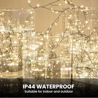 Dailyart Plug in 500 Led Fairy Lights with Remote 42Ft Fairy Lights with Timer Waterproof for Bedroom Wreath Party Window Wedding Decoration Warm White Black Wire