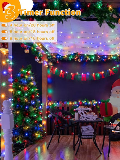 BrightChristmas 600 LED 196 FT Christmas Lights, Waterproof Outdoor String Lights with Remote and Timer, Christmas Tree Lights with 8 Modes Dimmable, Fairy Lights for Holiday Decor (Multicolor)