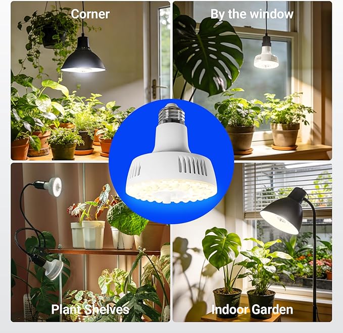 Barrina Orbgrow OG11A Grow Light Bulbs for Indoor Plants, Integrated Dimming & Timing, 4000K 11W(100 Watt Equiv), E26 Plant Light Bulb, Full Spectrum, High PPFD for Seeds and Greens, 1 Pack, White