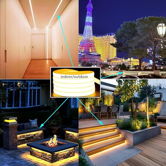 Silicone Soft LED Strip,LED Landscape Lighting,12V Low Voltage Step Light 6000K Warm White Light,IP68 Waterproof Outdoor Landscape Lighting,Suitable for Courtyard Wall Stairs