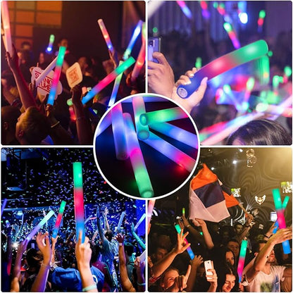 SHQDD 174PCS LED Foam Glow Sticks, Foam Light up Sticks Bulk Party Pack with 3 Modes Colorful Flashing, Glow in The Dark Party Supplies for Parties, Wedding, July 4th, Birthday,Raves,Concert,New Year