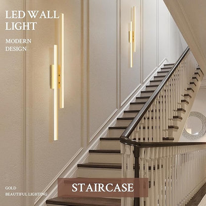 LED Wall Sconce Gold Modern Remote Wall Light Fixtures for Living Room, Dimmable LED Vanity Light Indoor Remote Wall Sconce for Bedside Bedroom Bathroom Dining Room, 39.4inch 1 Pack