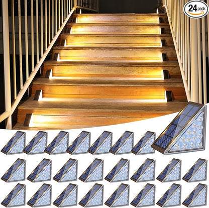 VOLISUN Solar Step Lights Outdoor Waterproof, LED Outdoor Stair Lights, Solar Step Light for Outside, Deck Light Decor for Stair,Front Porch and Patio(Brown,24 Pack)