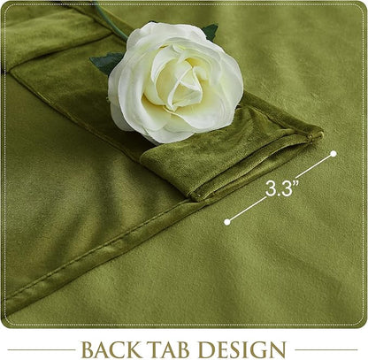 StangH Olive Green Velvet Curtains for Bedroom, Back Tab Light Blocking Thermal Insulated Window Door Drapes for Living Room/Farmhouse/Office, W52 x L84, 1 Panel