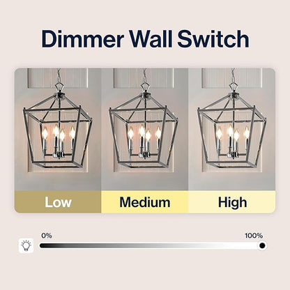 JONATHAN Y 12" Chrome Lantern Pendant Light, 1-Light Pagoda Style Metal Cage Farmhouse Hanging Ceiling Fixture for Kitchen Island, LED Bulb Included (JYL7436C)