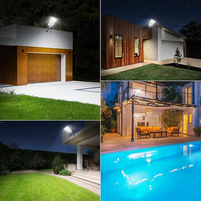 LANGY Solar Street Lights Outdoor Waterproof, 6500K Dusk to Dawn Motion Sensor with Remote Control, LED Security Light for Outside Garden Yard Parking Lot, Flood Lights, 2 Pack