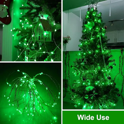 QITONG Green Solar Fairy Lights, 2 Pack Each 66ft 200 LED String Light Outdoor Waterproof, Silver Wire Christmas Twinkle Mini Lights with 8 Modes