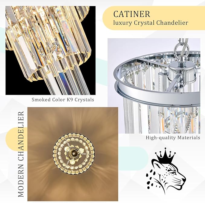 3 Pack Chrome Crystal Pendant Light, Modern 3 Tiers K9 Crystal Chandelier Mini Ceiling Pendant Light Fixture for Kitchen Island Dining Room Hallway Bedroom Closet