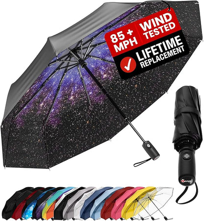 REPEL Windproof Travel Umbrella - Compact & Withstands Winds up to 85MPH , Strongest Premium Auto Folding Umbrella for Rain and Sun - Durable, Light & Portable for Women & Men , Fits Backpack & Cars