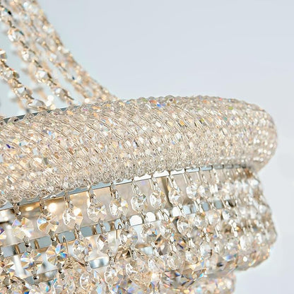 Large Crystal Chandelier Light fixtures - 19-Light High Ceiling Hanging Chandeliers, 3-Layers Luxury Empire Chandeliers for High Ceilings,Entryway,Living Room,Staircase, Foyer (D31.5)
