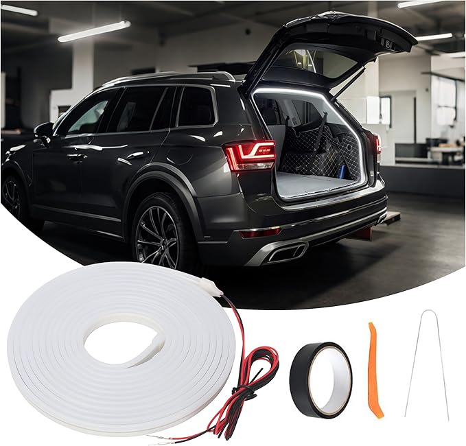 Car LED Strip Lights, Flexible Car Trunk Light Strip, 157.48" Trunk Led Light Strip, Easy to Install, Waterproof, Universal Fit for Car Trunks, SUVs,White