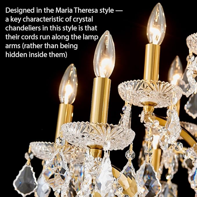 24 Lights Large Crystal Chandeliers for High Ceilings Brass Maria Theresa Chandelier Modern Chandelier Light Fixture for Foyer Living Room Hallway Entryway Staircase 55.1" H x 39.4" D