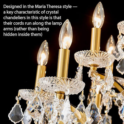 24 Lights Large Crystal Chandeliers for High Ceilings Brass Maria Theresa Chandelier Modern Chandelier Light Fixture for Foyer Living Room Hallway Entryway Staircase 55.1" H x 39.4" D