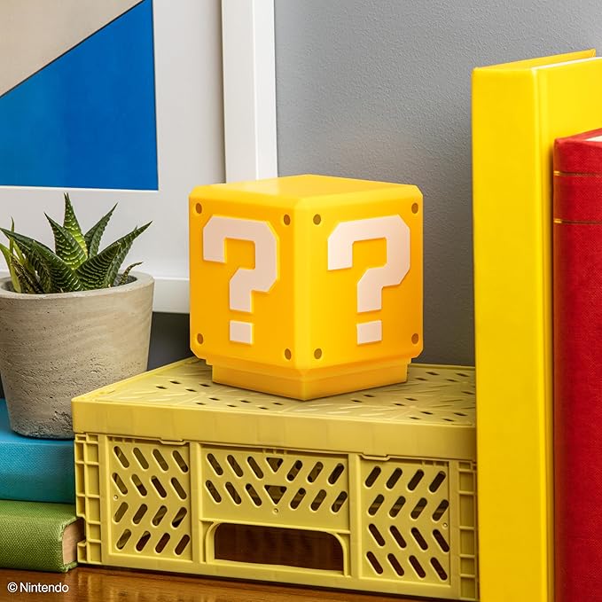 Super Mario Mini Question Block Light - Officially Licensed Super Mario Bros. Merchandise, Bedroom or Game Room Decor, Retro Gamer Gift, Battery Powered | Paladone