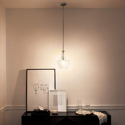 Kichler Everly 15.25" Kitchen Bell Pendant in Chrome, 1-Light Clear Glass Pendant Light, (15.25" H x 10.5" W), 42141CHCLR