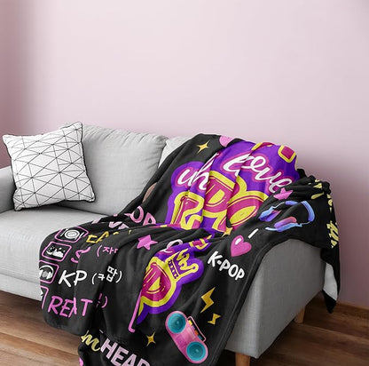 Kpop Merch, Kpop Blanket, Kpop Gifts, K Pop Birthday Decorations, K Pop Blanket 60x50in, Kpop Gifts for Girls/Women, Kpop Merchandise, Kpop Blankets for Girls for Christmas Birthday