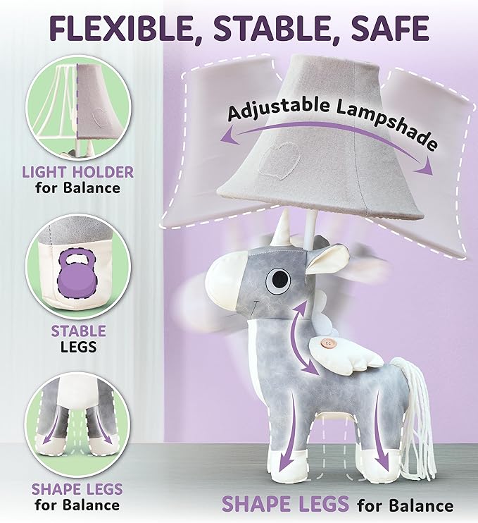 Unicorn Kids Lamp for Girls Bedroom - 19.7", Girls Lamp for Kids Room - Cute Christmas Gifts, Birthday Gifts for All Ages: Toddler Boys, Children, Grandkids 3 4 5 and Up Years Old, Sister, Brother