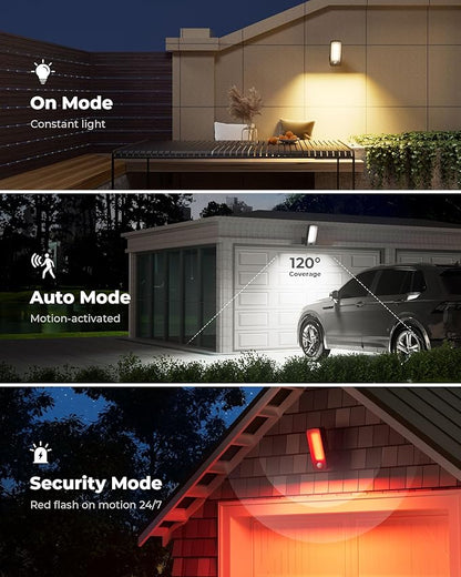 Motion Sensor Outdoor Light, 10000mAh Rechargeable Battery Operated Outdoor Light with Remote, 3 Modes with Red Alert, Dimmable & 3CCT, Waterproof Outdoor Security Lights for Porch, Backyard, Garage