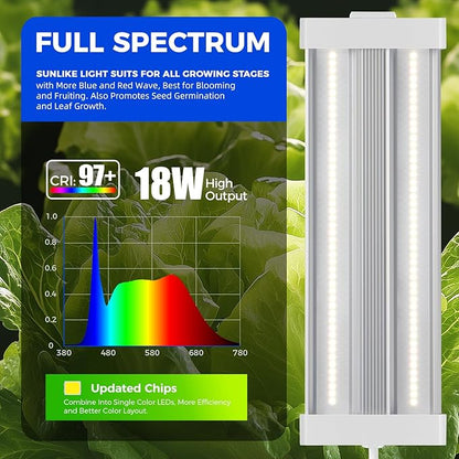 Barrina TX18 1FT LED Grow Light, 72W(4 x 18W, 360W Equivalent), High PPFD, 5000K Full Spectrum, Hanging Grow Light from Seed to Flower with On/Off Switch, Mechanical Timer, Linkable, 4 Packs
