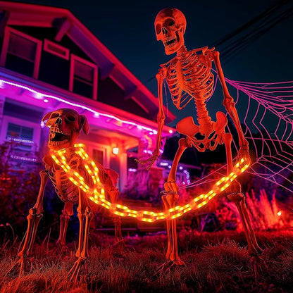 Joomer Chain Lights Halloween Decorative Battery Operated - 9.5 FT 160 LED Waterproof String Lights with Timer Function 8 Lighting Modes for Outdoor Indoor Halloween Decor (Orange)