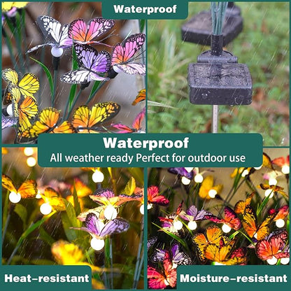 TONULAX Solar Garden Lights - 8 Pack Swaying Butterfly Light, Swaying in The Wind, Solar Outdoor Lights, Yard Patio Pathway Decoration, High Flexibility Iron Wire & Realistic Butterflies(8 Pack)