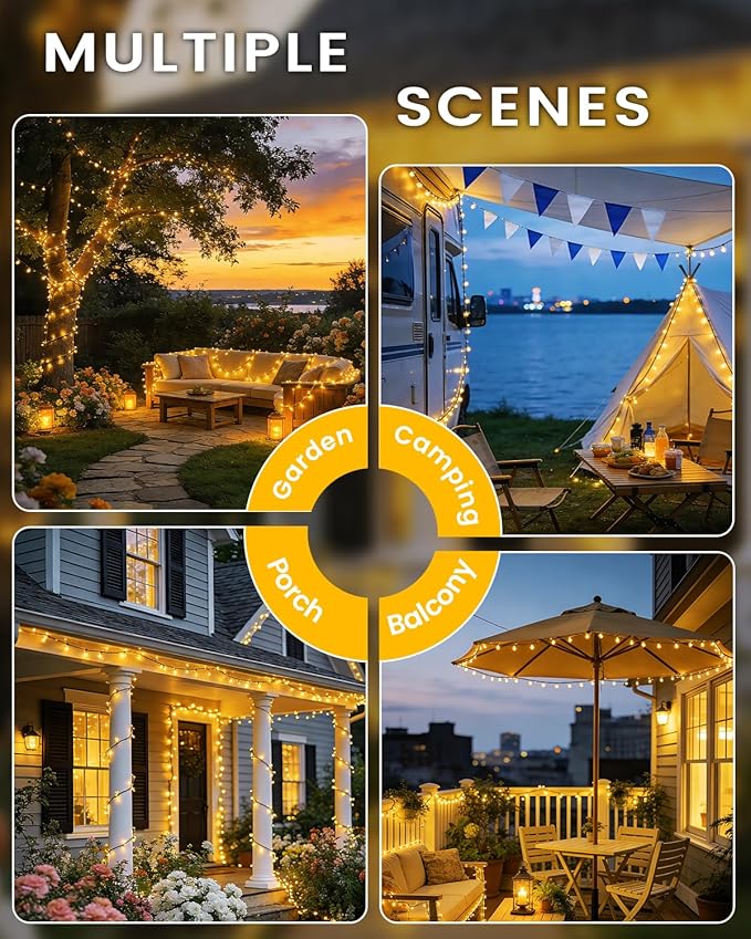 2Pack 240LED Solar String Lights Outdoor Waterproof | Solar Christmas Lights with 8 Modes & Memory, Auto On/Off Solar String Lights for Outside Xmas Tree Garden Yard Patio Wedding Decor (Warm White)