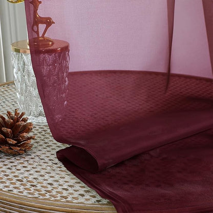 OVZME Wine Sheer Curtains 120 Inches Long 2 Panels Set, 59 Inch Extra Wide Soft Airy Lightweight Sheer Curtains for Living Room, Farmhouse Voile Filmy Rod Pocket Drapes, 59Wx120L Inches