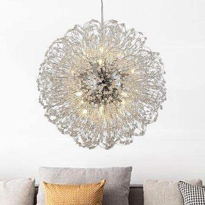 Modern Crystal Chandeliers, 16-Light Large Sputnik Pendant Chandelier for Dining Room, Chrome Firework Chandelier Hanging Light Fixture for Living Room, Foyer