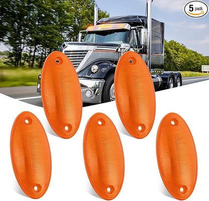 Nilight Cab Roof Marker Light 5 PCS 4 LED Amber Top Clearance Indicator Lights Waterproof Surface Mount for Heavy Duty Trucks Trailer RV Camper Tractor
