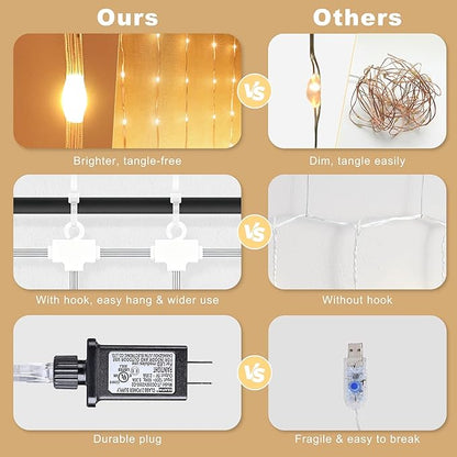Color Changing Curtain Lights, 256 LED Red White Blue Window Curtain Lights with Remote, 5.16 * 5.24ft Plugin July 4th Window Fairy Light for Christmas July 4th Halloween Bedroom Wedding Home Decor