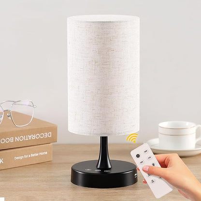 Caromolly Light Therapy Lamp, 10000 Lux Lamp with Remote Control, 3 Color Temperature & 4 Brightness Level & Timer, Daylight Lamp for Home, Office, Decoration(Black Base Linen Shade)