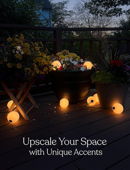 Brightech Orb Outdoor Indoor String Lights - Connectable Set of 2 Frosted Lantern LED String with Weatherproof Globe Lights - Commercial Grade Light Strand for Patio, Porch - 60 Ft, 20 Bulbs Total