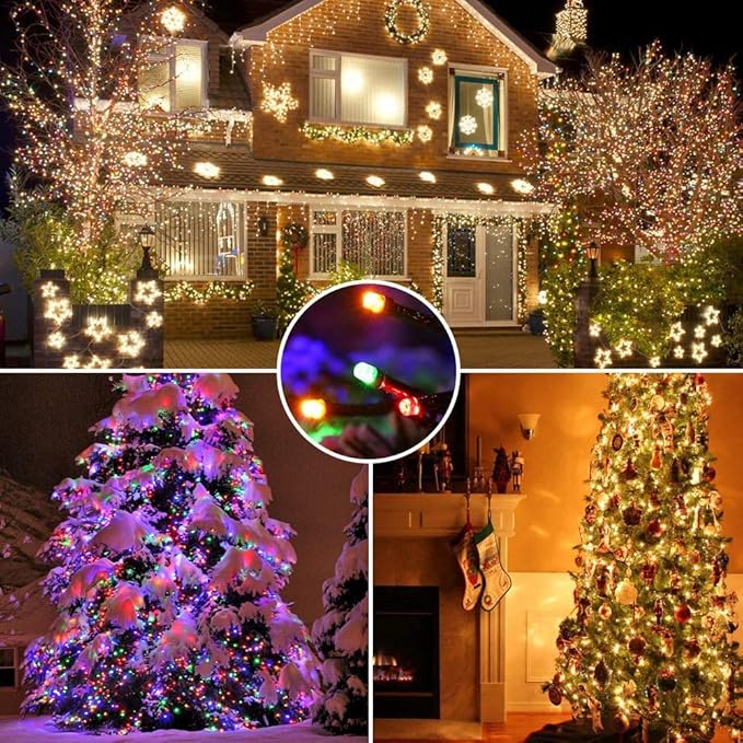 BrizLabs Christmas Tree Lights, 200 LED 65.67ft Color Changing Christmas Lights with Remote, 11 Modes Warm White & Multicolor Xmas Light, Connectable Dimmable Fairy Light for Indoor/Outdoor Home Party