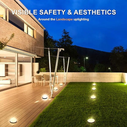 Low Voltage Landscape Well Lights, Outdoor LED Ground Lights for Garden, Lawn, Backyard, Patio Walkway (3.7Inch 8Pack) Black 3000k Warm White