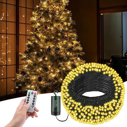 FairyGlim Battery Christmas Lights with Remote, 66ft 200LED Fairy Lights Battery Operated with Timer 8 Modes Waterproof for Outdoor Party Holiday Xmas Christmas Trees Decoration (Warm White)