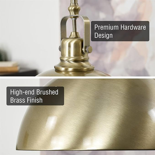 Kira Home Belle 9" Modern Industrial Pendant Light with Dome Shade, Petit Retro Metal Hanging Light, Brushed Brass Finish