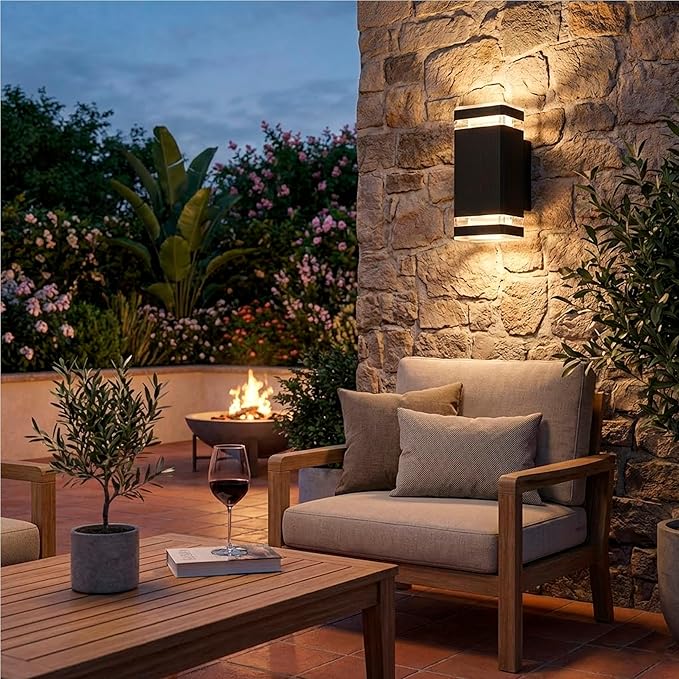 Wired Lights Outdoor Waterproof IP65 Wall Light Super Bright Starburst Shadow Pattern 2 x GU10 Sockets, 1 Pack Professional Landscape Lighting for Garden, Yard, Patio & Walkway