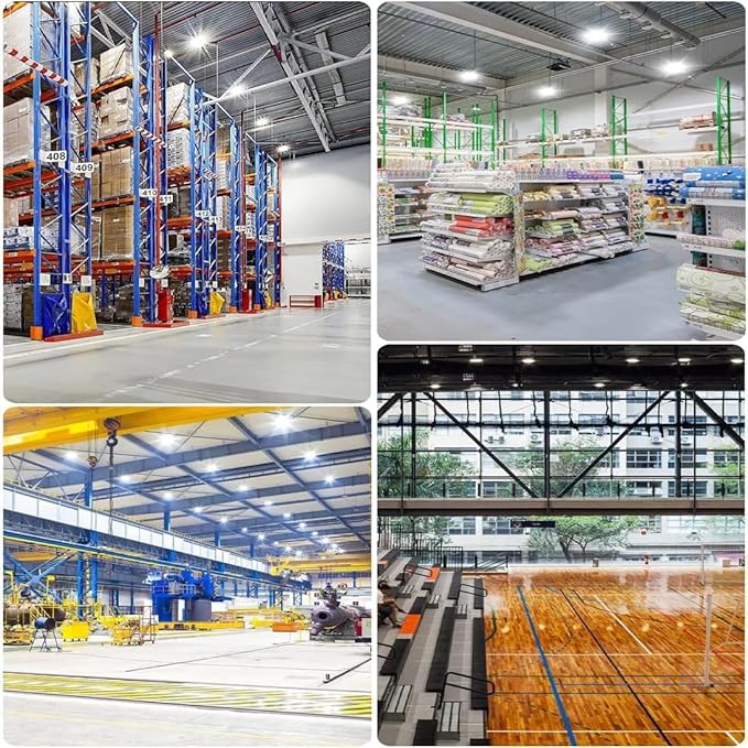 XYCN 6 Pack 400W UFO Led High Bay Light,120VAC,5000K Daylight Commercial Bay Lighting,IP66 Waterproof,61050LM,1750W MH/HPS with Plug Area Lighting for Warehouse/Shop/Workshop/Barn/Gym/Factory