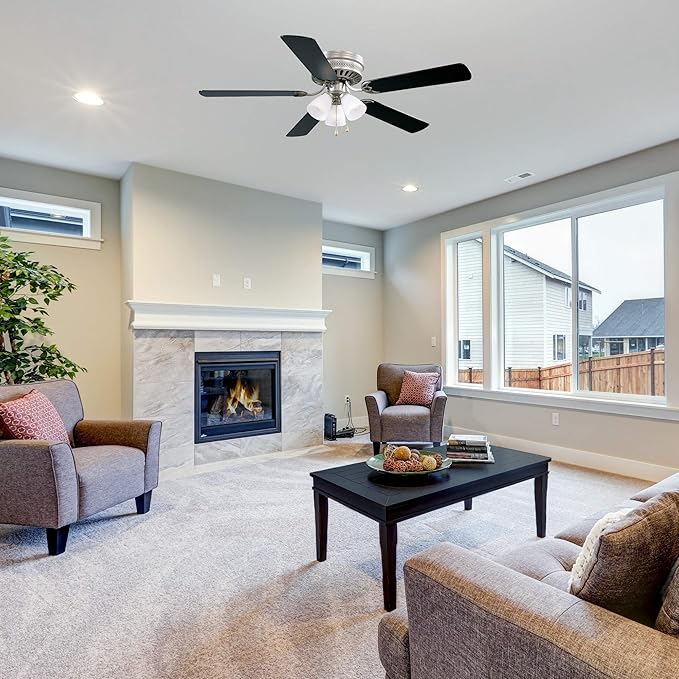Design House Millbridge 52-Inch Hugger Ceiling Fan with LED Light Kit, 5 Reversible Blades, 3-Speed, Satin Nickel – Design House, 157388-SN