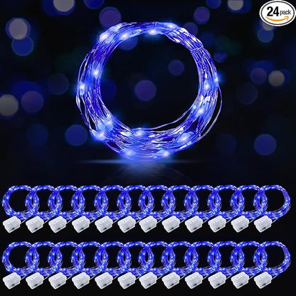 AIKEI 24 Pack LED Fairy Lights Battery Operated, String Lights Waterproof 7 Feet 20 Led Firefly Starry Lights for Wedding Party Bedroom Garden Christmas Decoration Blue