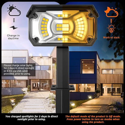 LEREKAM Solar Spot Lights Outdoor Landscape Lights, IP65 Outdoor Waterproof Spotlights, 40 LED's Outdoor Solar Lights for Yard Palm Trees Driveway Patio Pool 10 Pack
